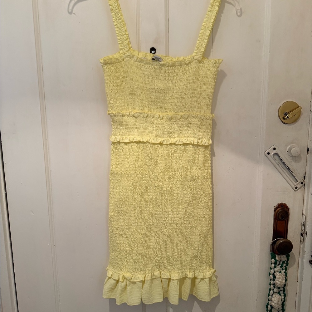 Love Tree Light Yellow Smocked body hugging Dress